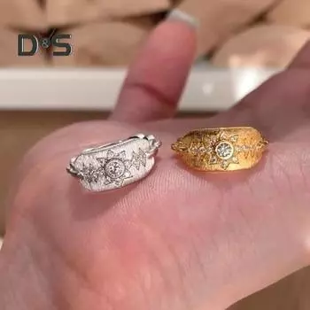 Женское кольцо-солнце со стразами в стиле ретро, гальванизированный сплав, регулируемая окружность, ангел, декоративное украшение на палец для клуба, вечеринки, свидания золотистый