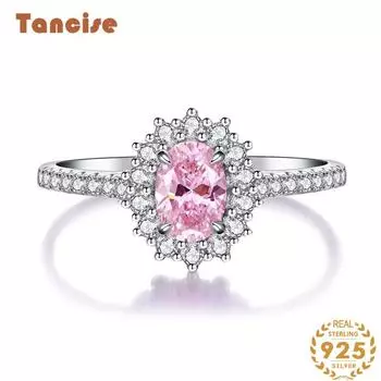 Женское кольцо Tancision из стерлингового серебра 925 пробы 5*7 с розовым пальцем в стиле Ins, простое универсальное кольцо со снежинкой, высокоуглеродистый палец 5 розовый