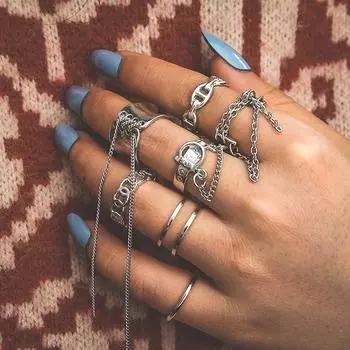 Женское кольцо в европейском и американском стиле, маленькая цепочка на талию, двухслойная толстая цепочка, женское кольцо из 7 предметов