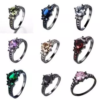 Женское кольцо в стиле ретро, свадебное женское красочное простое кольцо 6 белый