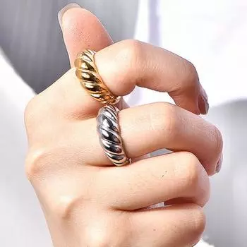 Женское кольцо витое полированное титановое стальное глянцевое антикоррозийное женское кольцо антиокислительное легкое US 9 серебряный