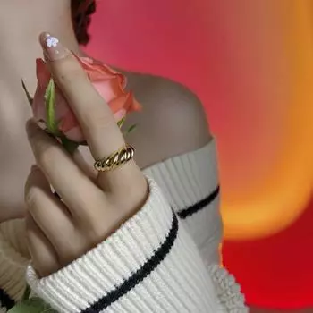 Женское кольцо Yousheng, витое, полированное, титановое, стальное, глянцевое, антикоррозийное, женское кольцо, антиокислительное, легкое, ювелирное украшение на палец US 7 серебряный