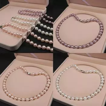 Женское колье Beizhu 10 мм с разноцветными круглыми ракушками в подарок мамам и подругам