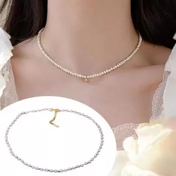 Женское колье-колье из искусственного жемчуга, регулируемая удлиненная цепочка, короткое ожерелье, цепочка на ключицы, ожерелье, ювелирные аксессуары белый