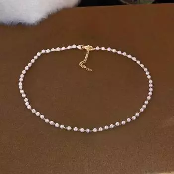 Женское колье-колье из искусственного жемчуга, регулируемая удлиненная цепочка, короткое ожерелье, цепочка на ключицы, ожерелье, ювелирные аксессуары белый