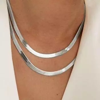 Женское колье-колье, многослойное плоское ожерелье со змеиной костью, регулируемая удлиненная цепочка-колье, ожерелье, ювелирные аксессуары серебряный