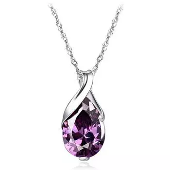Женское колье-колье с фиолетовым цирконием и каплевидным кулоном, благородное ювелирное изделие, подарок