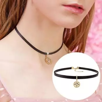 Женское колье-колье со стразами и звездами, кулон, декор, регулируемая длина, зажим для омара, изысканное украшение на шею из нержавеющей стали, ожерелье, ювелирные изделия чёрный