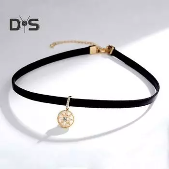 Женское колье-колье со стразами и звездами, кулон, декор, регулируемая длина, зажим для омара, изысканное украшение на шею из нержавеющей стали, ожерелье, ювелирные изделия чёрный