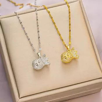 Женское колье-мешок с бриллиантами