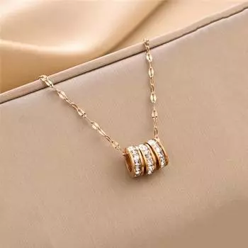 Женское колье с тремя кольцами, титановая сталь, розовое золото розового золота