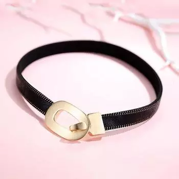 Женское колье в стиле панк, широкая веревка из искусственной кожи с металлической застежкой, черное короткое ожерелье, ювелирное изделие в стиле хип-хоп, подарок чёрный