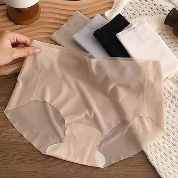 Женское комфортное нижнее белье из ледяного шелка со средней посадкой, однотонные невидимые трусики, бесшовные трусы M светло-зеленый