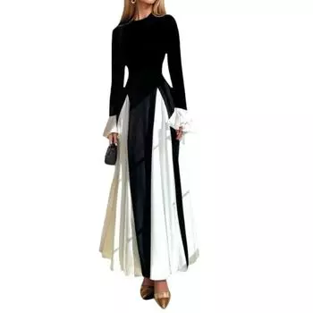 Женское контрастное повседневное облегающее праздничное платье M чёрный