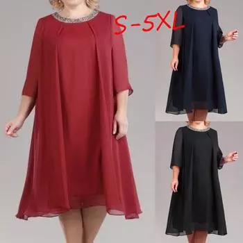 Женское короткое платье миди с блестками больших размеров, женское коктейльное вечернее платье XXXXL чёрный