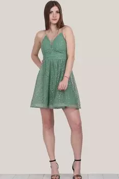 Женское короткое серебряное вечернее платье