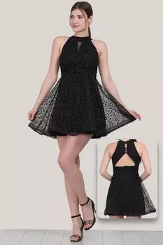 Женское короткое серебряное вечернее платье