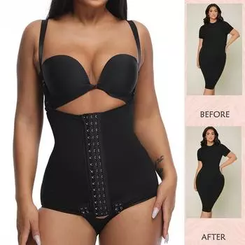 Женское корректирующее белье, боди для контроля живота, формирователь тела, тренажер для талии, нижнее белье для похудения, компрессионный компрессионный комбинезон, пояс для живота, боди S чёрный