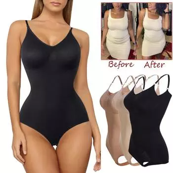 Женское корректирующее белье Боди с контролем живота Боди Сексуальные майки Майки Тренер для талии Для похудения Корректирующее нижнее белье Комбинезоны S чёрный