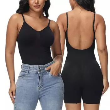 Женское корректирующее белье, боди с низкой спинкой, управление животиком, формирователь всего тела, моделирующий тренажер для талии, корректирующий топы с открытой спиной L бежевый