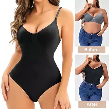 Женское корректирующее белье, боди, тренажер для талии, тонкий формирователь тела, топы с контролем живота, сексуальные топы с глубоким v-образным вырезом, утягивающее нижнее белье, рубашки S чёрный
