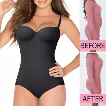 Женское корректирующее белье, боди, жилет для тренировки талии, тонкий формирователь всего тела, встроенный бюстгальтер, топы на бретельках, нижнее белье для похудения с контролем живота S чёрный