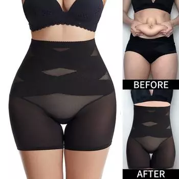 Женское корректирующее белье, фирменные трусики с контролем живота, компрессионные шорты с высокой талией, формирователь тела, шорты для мальчиков, тренажер для похудения, нижнее белье, защитные короткие брюки S чёрный