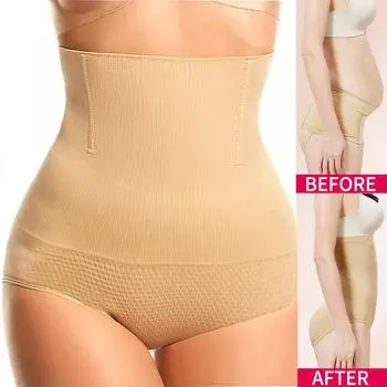 Женское корректирующее белье с высокой талией, трусики с контролем живота, корректирующие трусики, компрессионные трусы для коррекции фигуры, тренировочные трусы XS/S чёрный