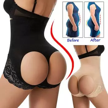 Женское корректирующее белье, шорты-стринги, подтягивающее живот, трусики с высокой талией, шорты для мальчиков, утягивающее нижнее белье, песочные часы, формирователь тела M/L чёрный