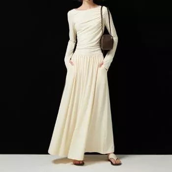 Женское красивое балетное платье, облегающее, плиссированное, с длинными рукавами XS чёрный