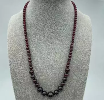 Женское круглое ожерелье из натуральных темно-красных гранатов с драгоценными камнями диаметром 6–14 мм, 18 дюймов