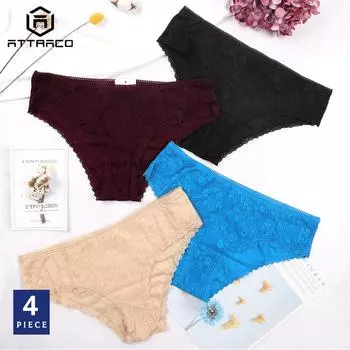Женское кружевное хипстерское нижнее белье Charmleaks, трусики-танга с v-образным вырезом, хлопковые трусы, приятные для кожи, 4 упаковки S