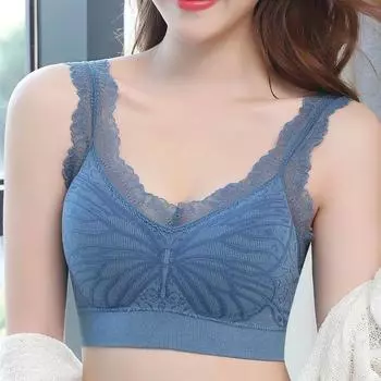 Женское кружевное нижнее белье без бретелек с красивой спиной, беспроводная сборка для предотвращения провисания, эластичный спортивный жилет M хаки