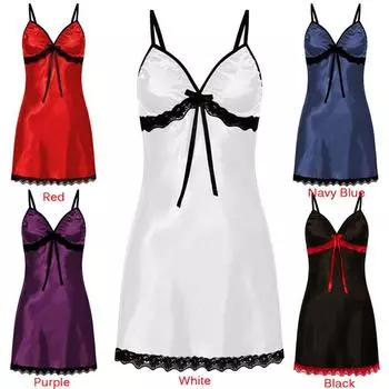 Женское кружевное нижнее белье с бантом, ночная рубашка Babydoll, ночное платье размера плюс, ослепительное S белый