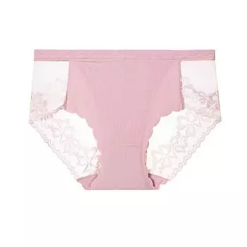 Женское кружевное нижнее белье с высокой талией, цветочным акцентом и ажурным дизайном M розовый