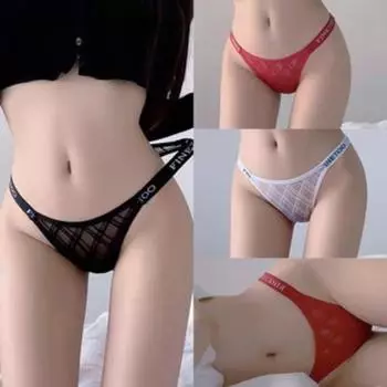 Женское кружевное нижнее белье, трусики, сетчатая веревка, женские трусики S-XL, сексуальные трусики с надписью, стринги, нижнее белье для девочек, закрытое S красный