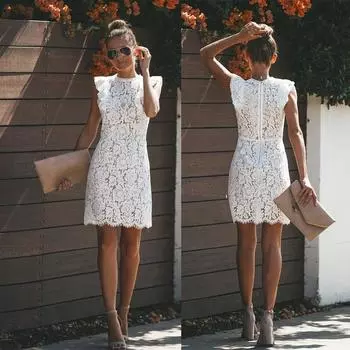 Женское кружевное платье без рукавов с круглым вырезом в стиле ретро, повседневное платье