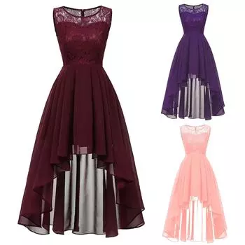 Женское кружевное платье Hi-Lo с цветочным принтом для подружки невесты без рукавов Вечернее свадебное платье макси