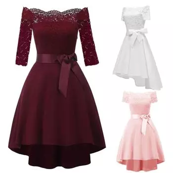 Женское кружевное платье-миди с гребешком и высоким глубоким вырезом и глубоким вырезом, короткое вечернее платье для подружки невесты, свадебный гость, коктейльная одежда для знаменитостей, элегантная одежда для особых случаев S бордовый