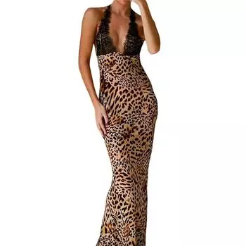 Женское кружевное платье с бретелькой на шее, длинное платье с открытой спиной L