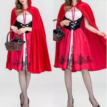 Женское кружевное платье с высокой тонкой талией и красным плащом для ночного клуба, карнавальный костюм, халат в стиле аниме, Vestidos S красный
