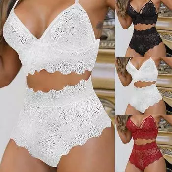 Женское кружевное сексуальное нижнее белье, комплект нижнего белья, бюстгальтер, стринги, одежда для сна Babydoll S