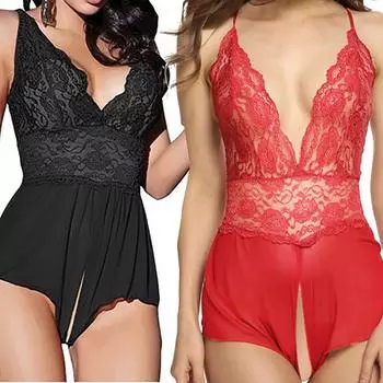 Женское кружевное сексуальное женское белье Passion с глубоким V-образным вырезом, стринги Babydoll, платье XXXL