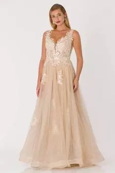 Женское кружевное вечернее платье из блестящего тюля Gold Cate
