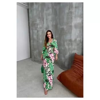 Женское льняное платье с рисунком