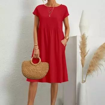 Женское льняное пляжное платье, летнее, новое, тонкое, однотонное, с круглым вырезом, коротким рукавом, повседневное, свободное, праздничное платье S белый