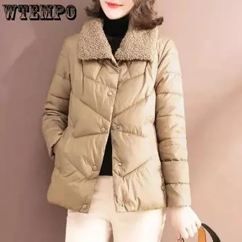 Женское легкое короткое зимнее пальто, женское свободное корейское пальто, толстое хлопковое пальто, хлопковый халат в западном стиле L хаки