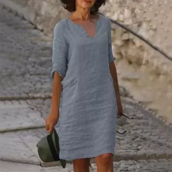 Женское легкое летнее платье Летнее пляжное платье миди Платье в стиле бохо Летние платья с v-образным вырезом Элегантное платье XXXL серый