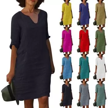 Женское легкое летнее платье Летнее пляжное платье миди Платье в стиле бохо Летние платья с v-образным вырезом Элегантное платье L армия зеленый