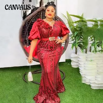 Женское легкое вечернее платье больших размеров в зрелом стиле, длинная юбка, платья с высокой талией из бисера